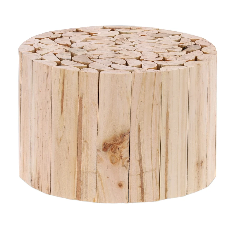 Relaxdays Wooden Flower Stool, Untreated Fir Wood, Plant and Decorations Holder, for Indoors Use, HxD: 20 x 30 cm Brown, 100%
