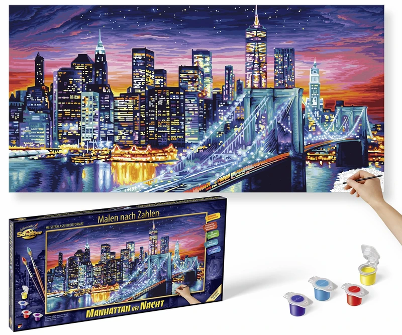 Schipper Paint by Numbers - Manhattan at Night - Painting Kit for Adults, 40 x 80 cm