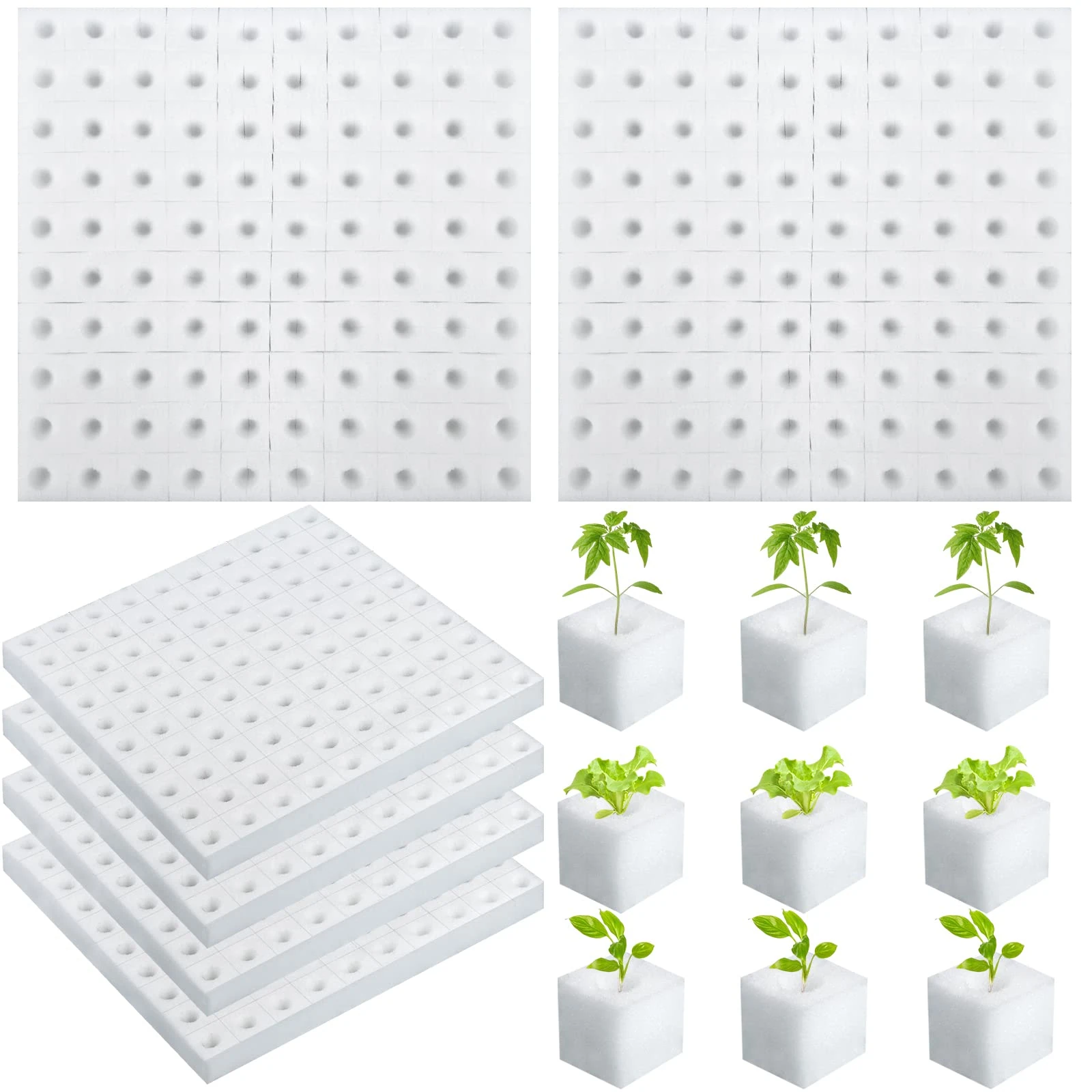 600 Pack Hydroponic Sponge Planting Tool Square Seedling Sponges Greenhouse Hydroponic Sponge Hydroponic Vegetable Planting Sponge for Small Bud Growth