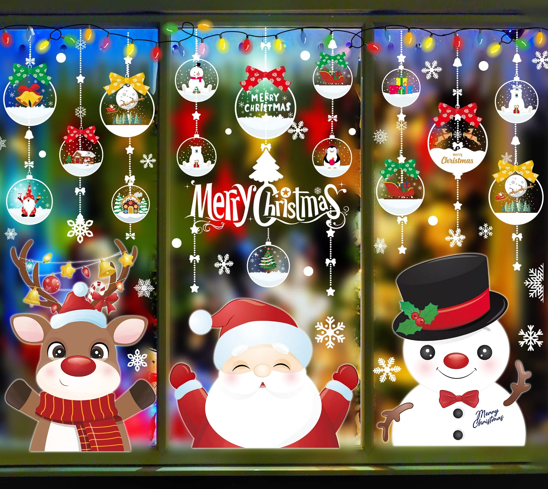 RMMD Christmas Window Decals - 10 Sheets Xmas Window Clings with Snowflake Designs for Party Decorations