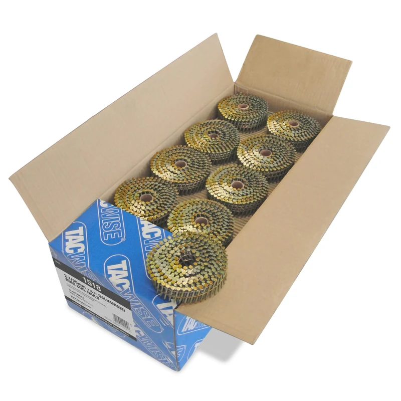 Tacwise 1518 Galvanised Flat Top Coil Nails Type 2.1 / 35 mm, Ring Shank, 16° Inclined, Wire Collated, Pack of 14,400