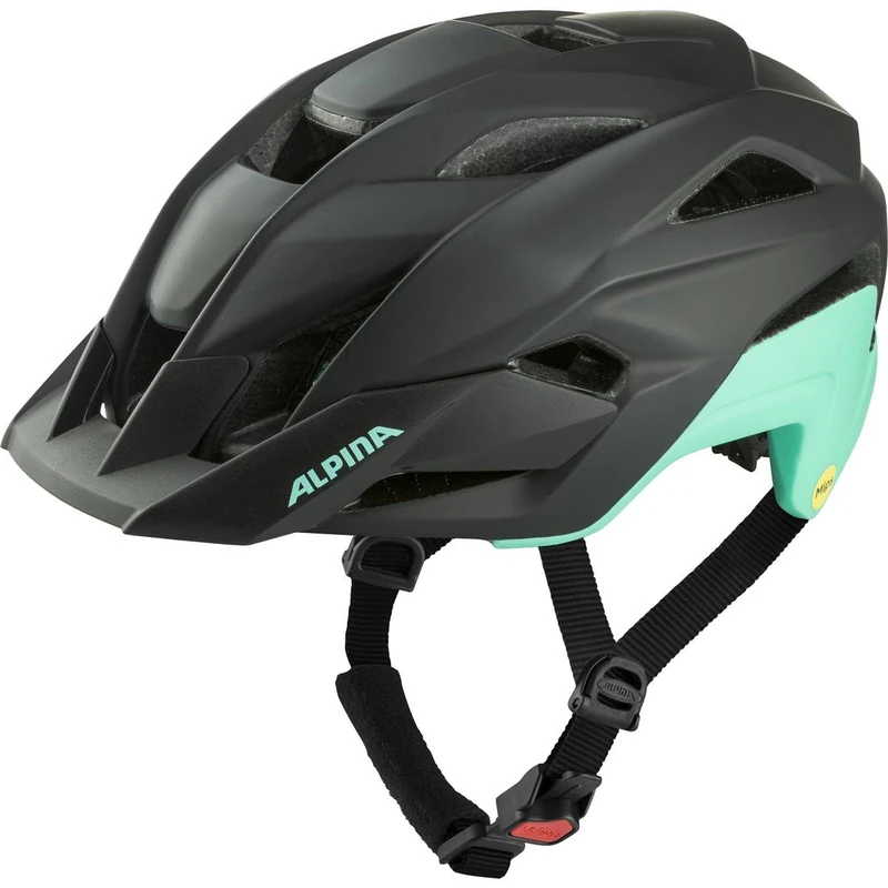 ALPINA Unisex - Adults, STAN MIPS cycling helmet, black-turqouise matt, 51-55 cm