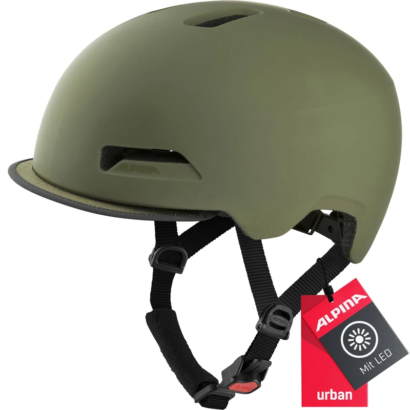 ALPINA Unisex - Adults, BROOKLYN cycling helmet, olive matt, 52-57 cm