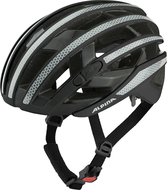 ALPINA Unisex - Adults, RAVEL REFLECTIVE cycling helmet, black gloss, 55-59 cm