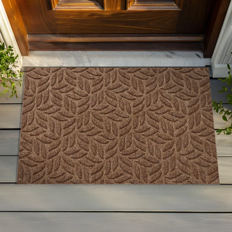 DUNE Leaves Taupe 60 x 90 cm, Washable for Indoor and Outdoor Use