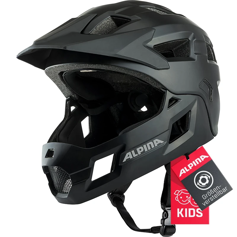 ALPINA Unisex - Children, RUPI cycling helmet, black matt, 50-55 cm