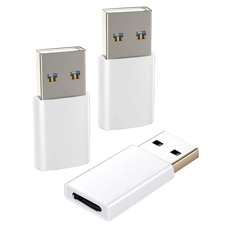 iJiZuo USB C Female to USB Male Adapter (3 Pack), Type C to USB A Converter for Fast Charging and Data Synchronization, Compatible with Phone 14/13 Plus Pro, Samsung Galaxy S23 S22 S21(White)