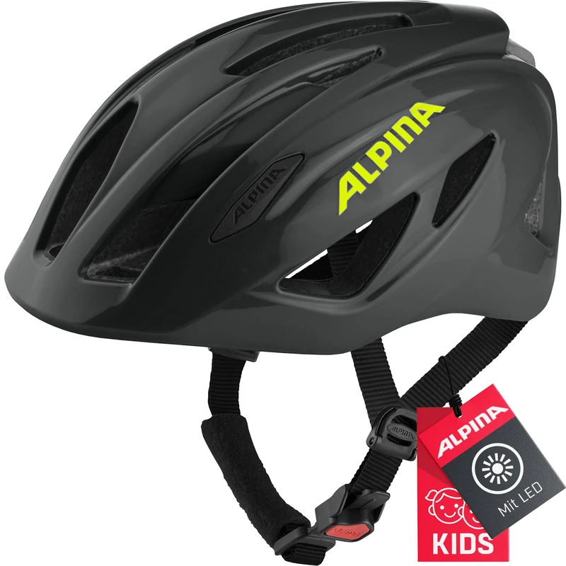 ALPINA Unisex - Children, PICO FLASH cycling helmet, black-neon gloss, 50-55 cm - Image 1