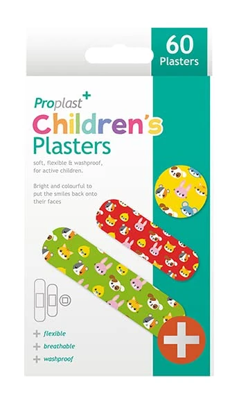 Gem Imports ProPlast+ Children's Kids Plasters, Assorted Sizes & Designs - Pack of 60, One Size