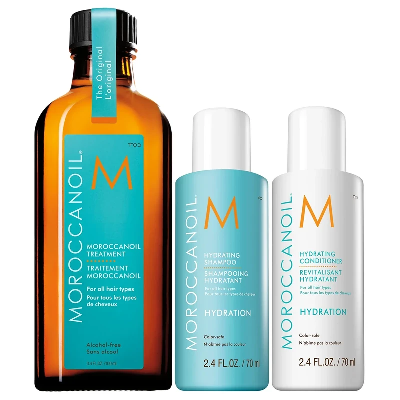 Moroccanoil Treatment 100 ml with Hydrating Shampoo and Conditioner, 70 ml
