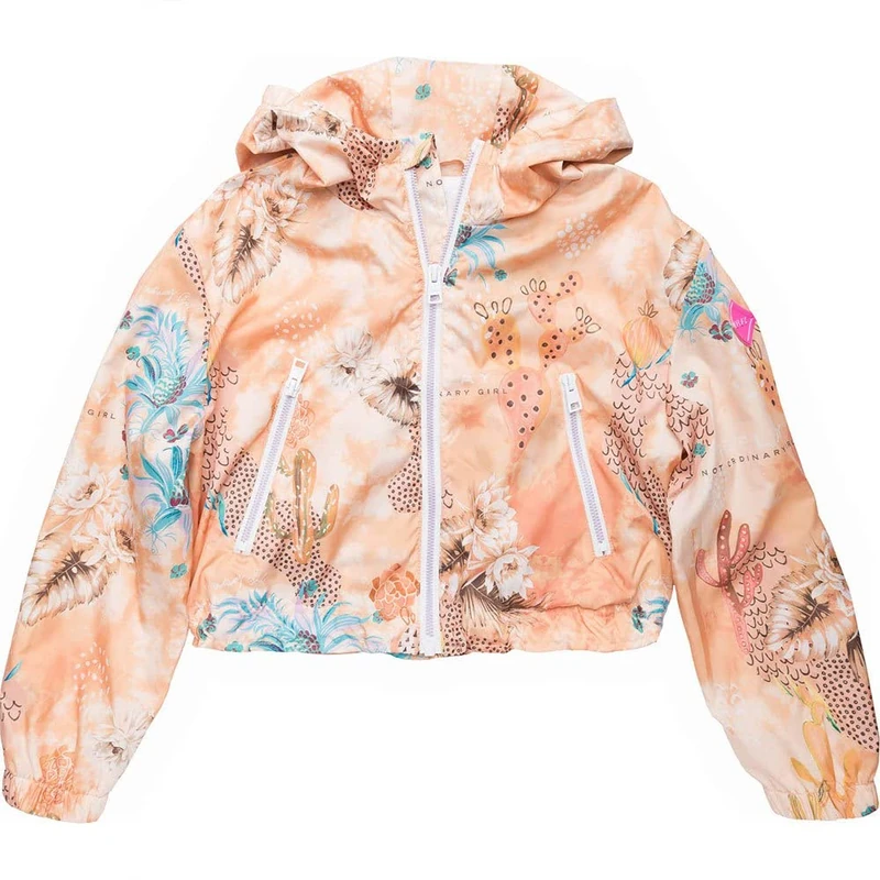 REPLAY Girl's SG8250 Anorak, 010 ALL OVER PAPAYA TROPICS, 14A