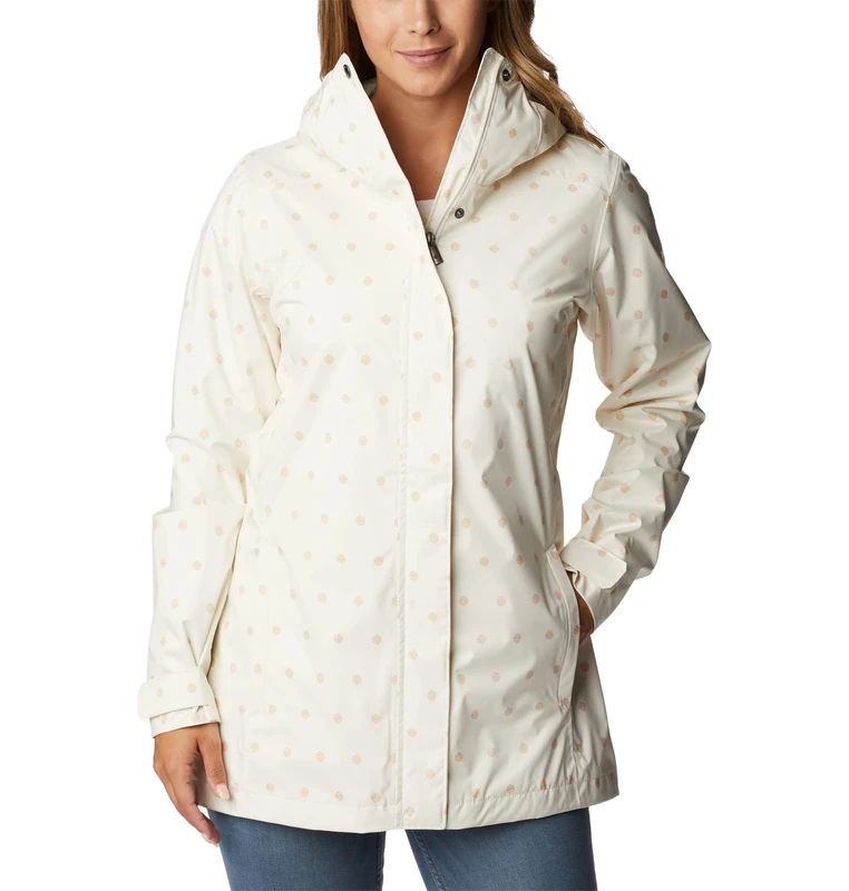 Columbia Women's Splash A Little 2 Jacket Waterproof Rain Jacket, Chalk Swell Dots Print, Size S