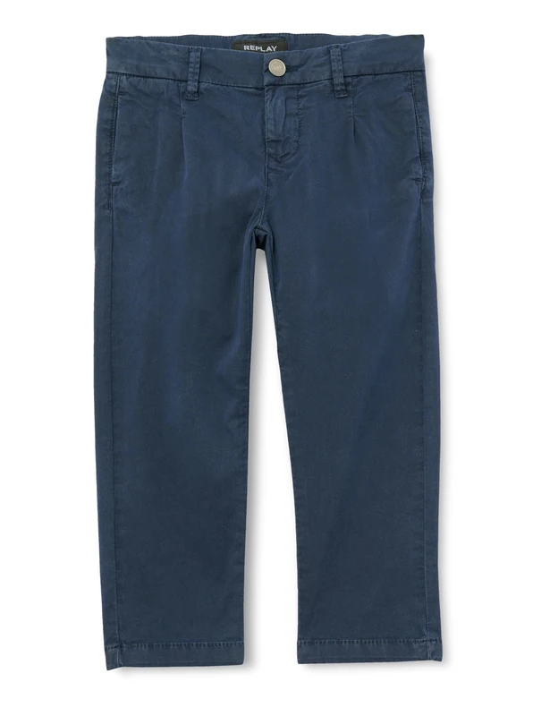 REPLAY Boy's SB9071 Stretch Gabardine Pants, 085 BLUE, 4A