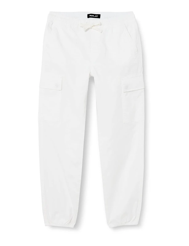 Replay Girls Cargo Pants with Drawstring, White (White 001), 4 years