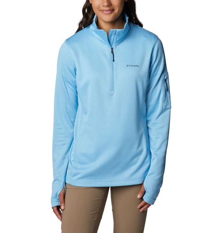 Columbia Women's W Park View Grid Fleece Half Zip Fleece Pull Over, Vista Blue Heather, Size S - Image 1