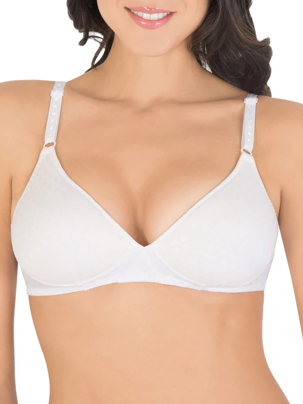 Fruit of the Loom Women's Lightly Lined Wire-Free Bra, Style-96248a Molded, White/Bittersweet Pink, 36A (Pack of 2)