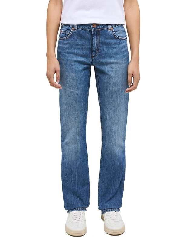 MUSTANG Women's Style Crosby Relaxed Straight Jeans, Medium Blue 582, 30W x 34L
