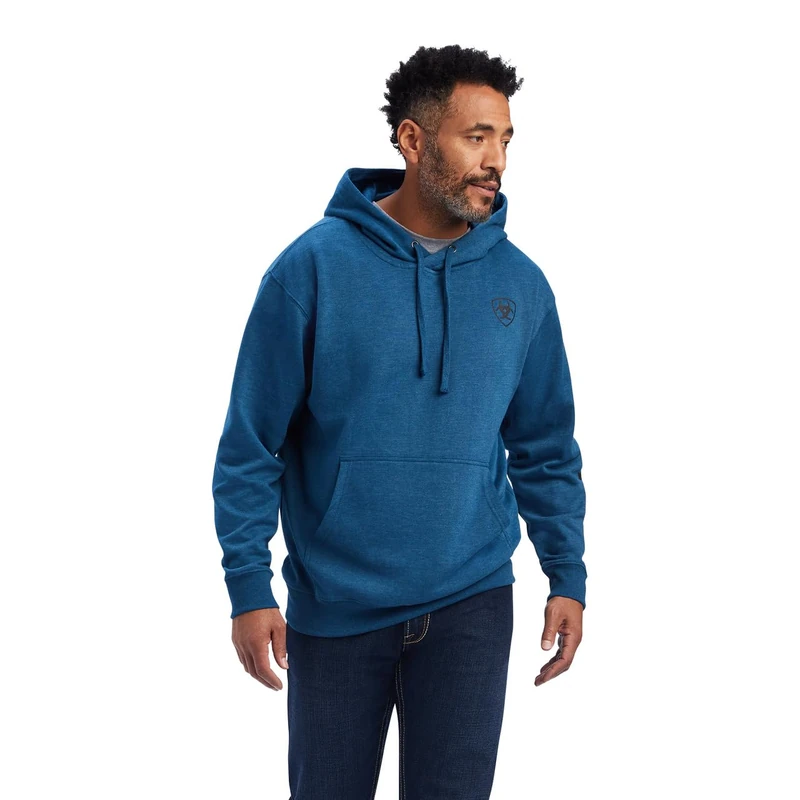 ARIAT Men's Hoodie Sweater, Logo Poseidon Heather, XL