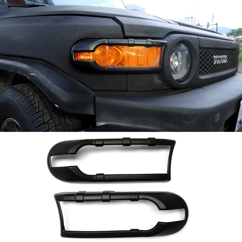 Yipmotiv 2pcs Car Front Fog Lamp Black Cover for Toyota FJ Cruiser 2007-2021 2022, Headlight Guards Trim (Front fog light cover)