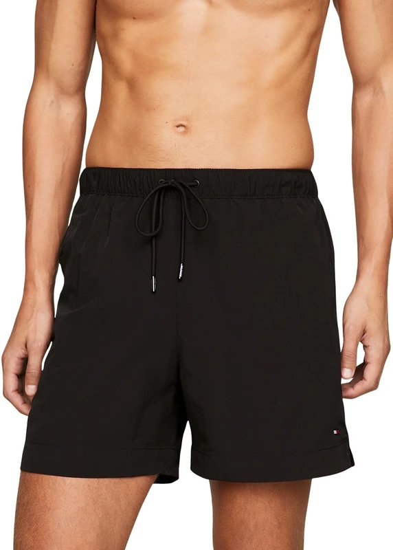 Tommy Hilfiger Men’s Medium Drawstring Medium Length Swim Shorts, Black (Black), L