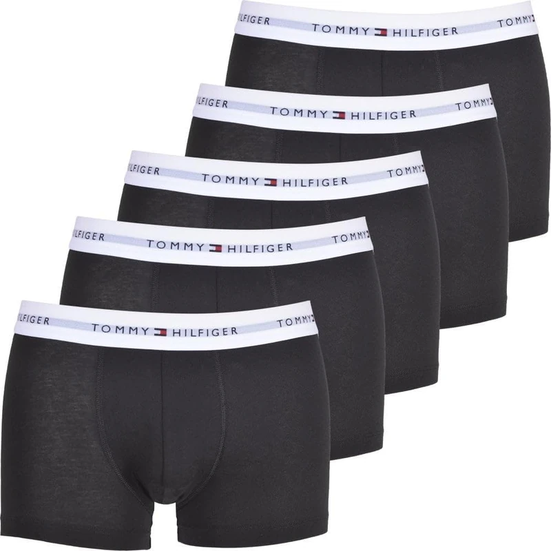 Tommy Hilfiger Men’s 5 Pack Trunks Underwear, Multicolor (Black/Black/Black/Black/Black), XL
