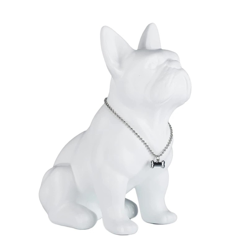 Nordic French Bulldog Dog Statue Home Decor Accessories Animal Decor Resin Figurine for Living Room Decor (White, 7.4 x 4.3 x 9 inches) - Image 1