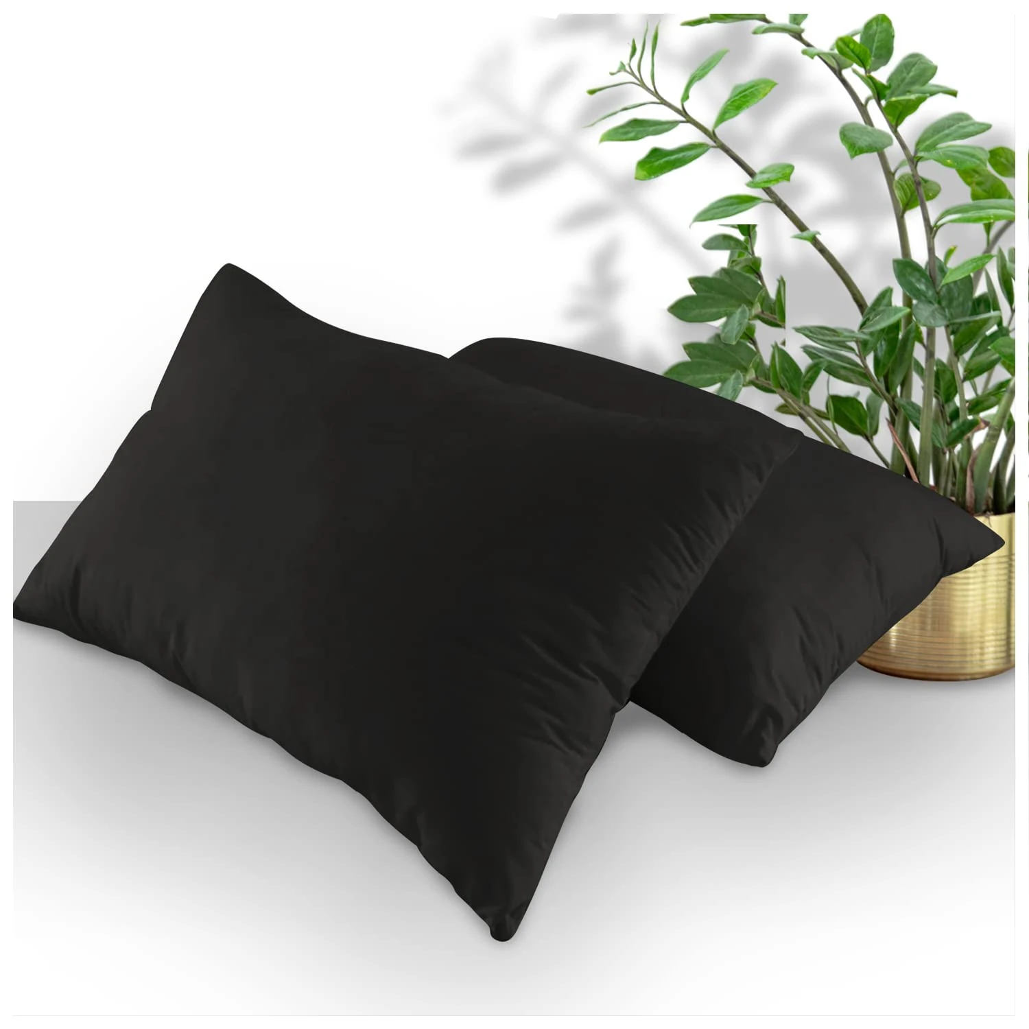 GC GAVENO CAVAILIA Housewife Pillowcases 2 Pack, Breathable Standard Pillow Cases, Plain Pillow Covers With Envelop Closure, Black, 708759, 74 x 48 cm