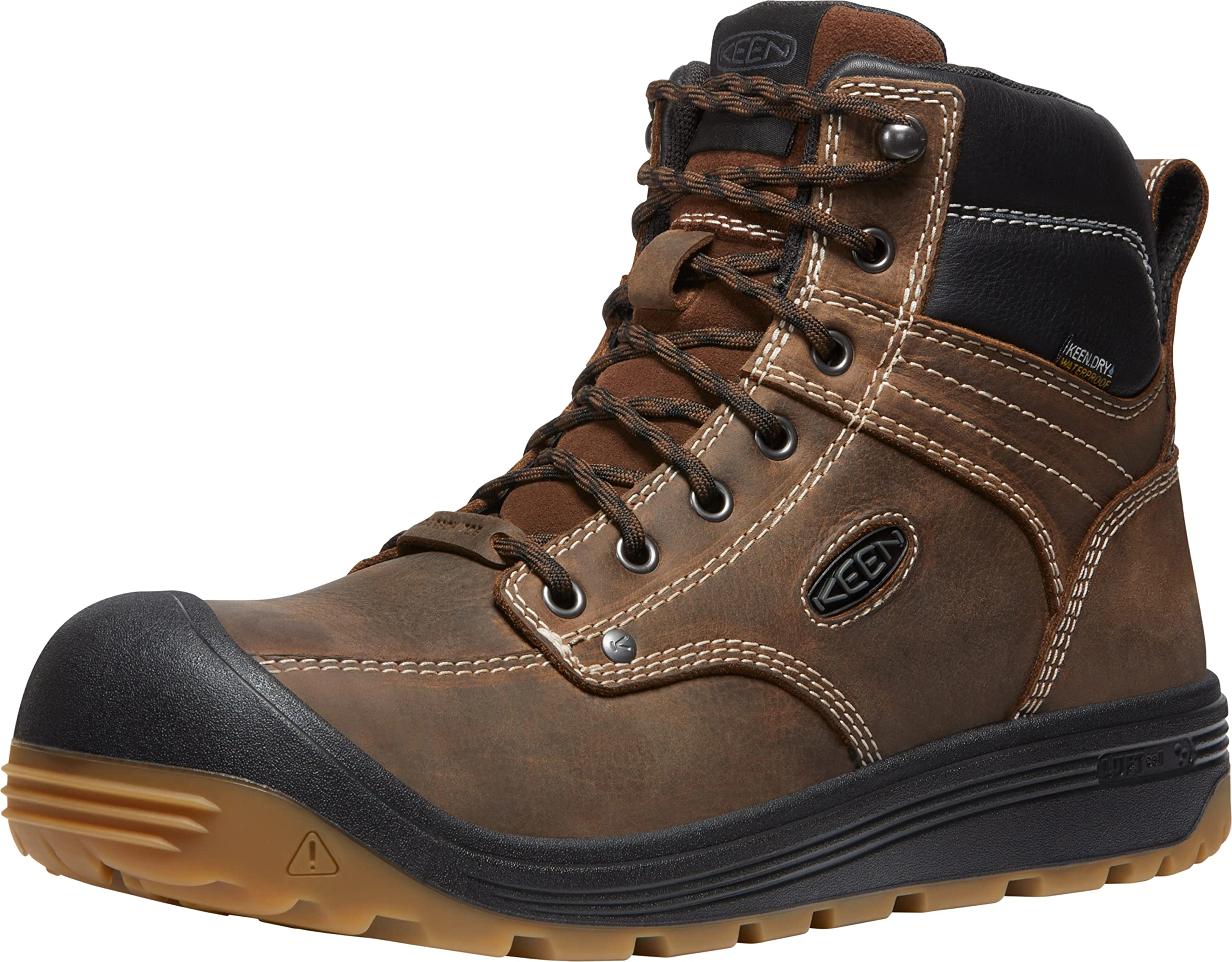 KEEN Utility Men's Fort Wayne 6 Waterproof Composite Toe Wedge Work Boots, Dark Earth/Gum, 7.5 Wide