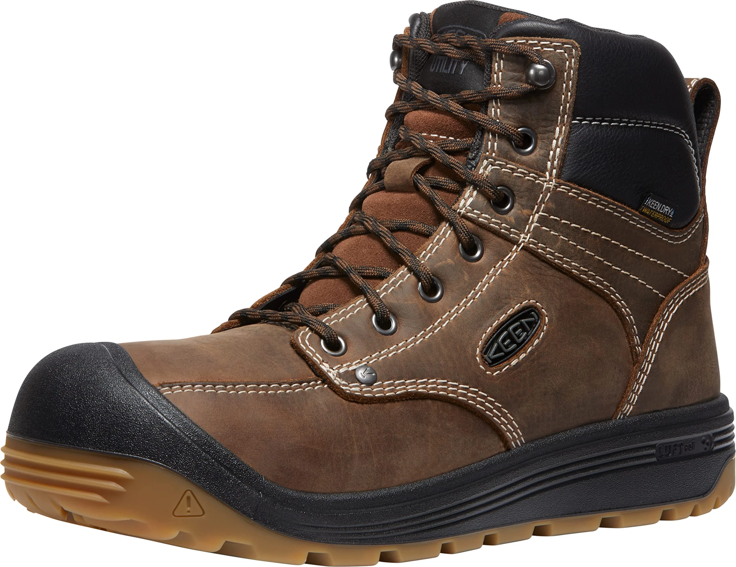 KEEN Utility Men's Fort Wayne 6 Waterproof Composite Toe Wedge Work Boots, Dark Earth/Gum, 7 Wide