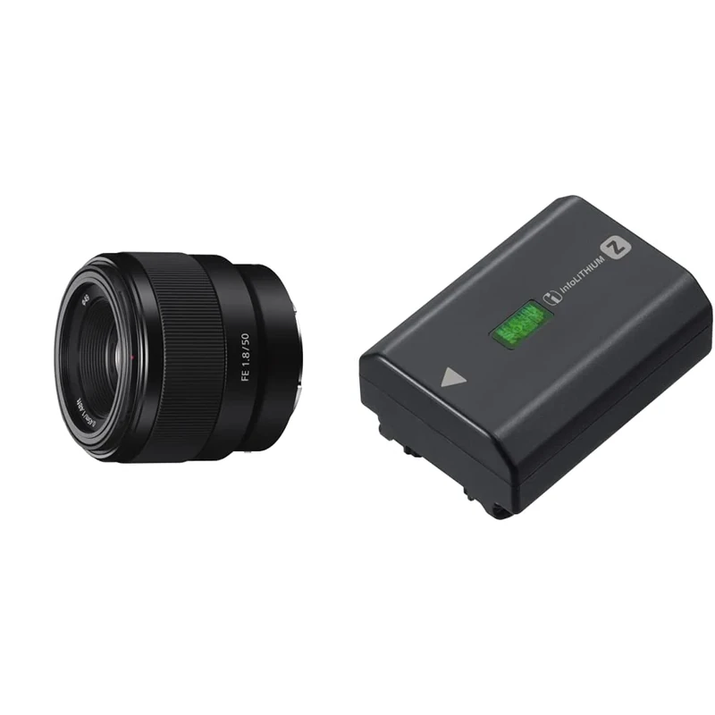 Sony SEL50F18F E Mount Full Frame 50 mm F1.8 Prime Lens & NPFZ100.CE Z Series Rechargeable Battery Pack - Black