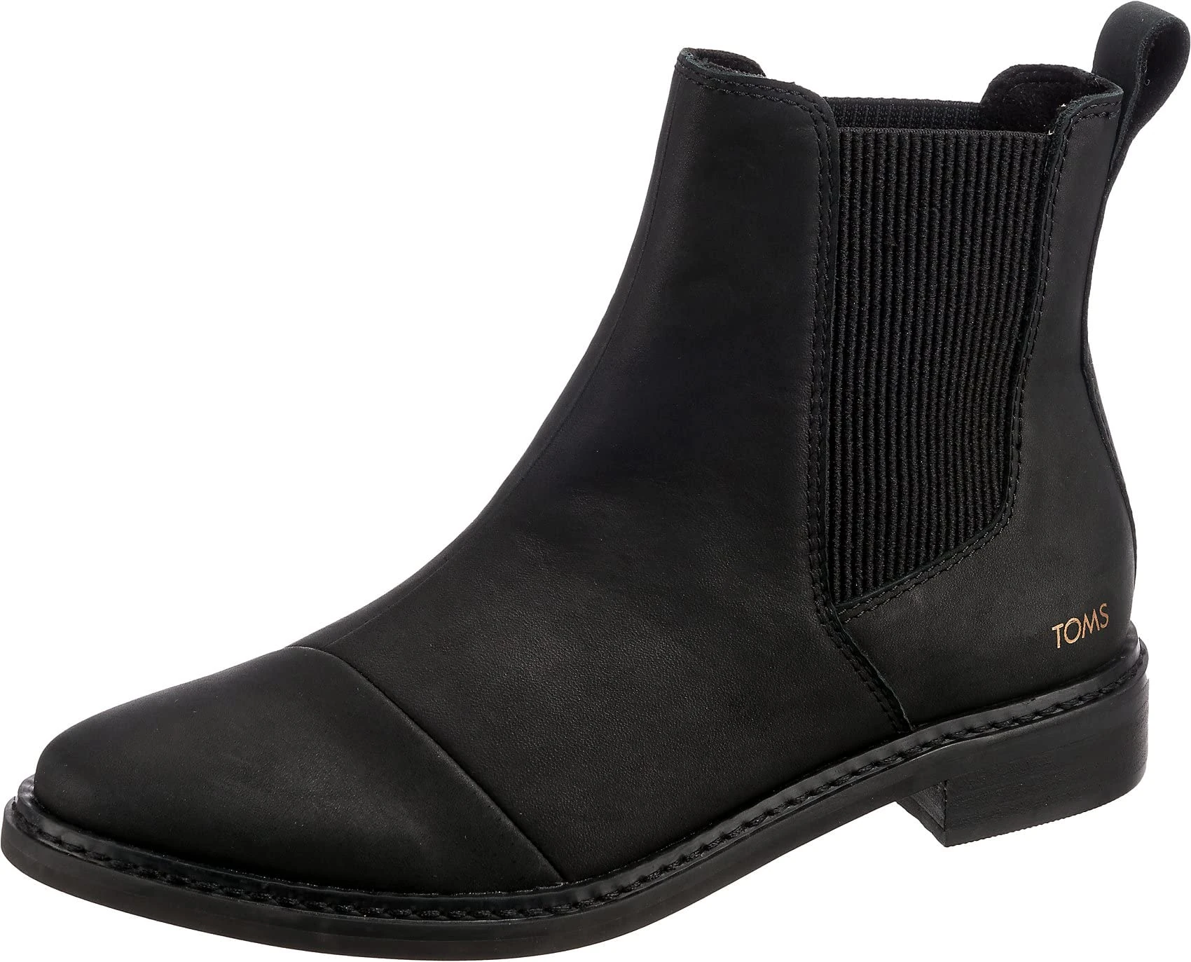 TOMS Women's Charlie Chelsea Boot, Black Leather, 6 UK