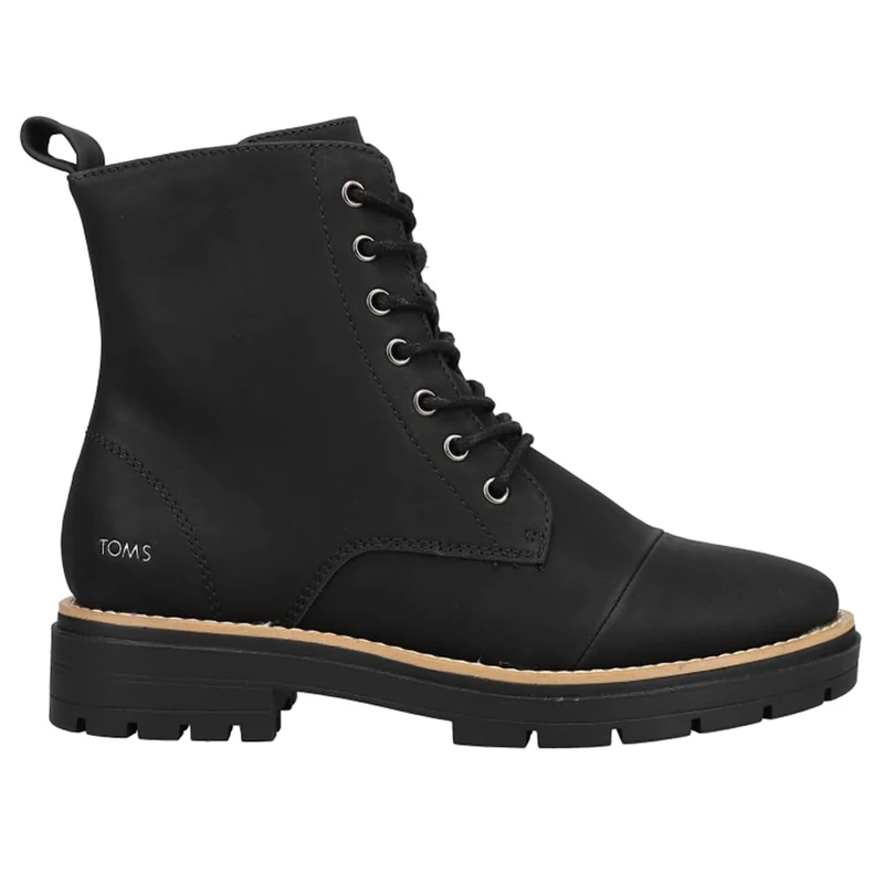 TOMS Women's Alaya Combat Fashion Boot, Black/Black Synthetic Nubuck, 5 UK
