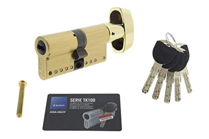 Tesa Assa Abloy MK1B3535L TK100 Double Clutch High Security Cylinder, Brass Finish, 35 x 35 mm