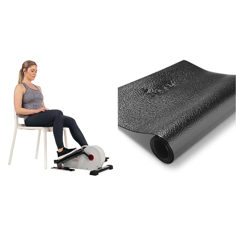 Sunny Health and Fitness Magnetic Under Desk Elliptical Peddler, Portable Mini with Resistance + Treadmill Mat -Small - NO. 083, Black - Image 1