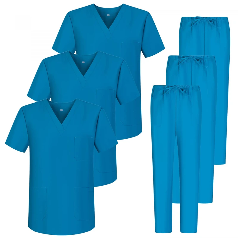 MISEMIYA - Pack * 3 Sets - Unisex Sanitary Uniform Medical Sanitary Uniforms Sanitary Sets 3-817-8312 - XX-Large, Turquoise 68