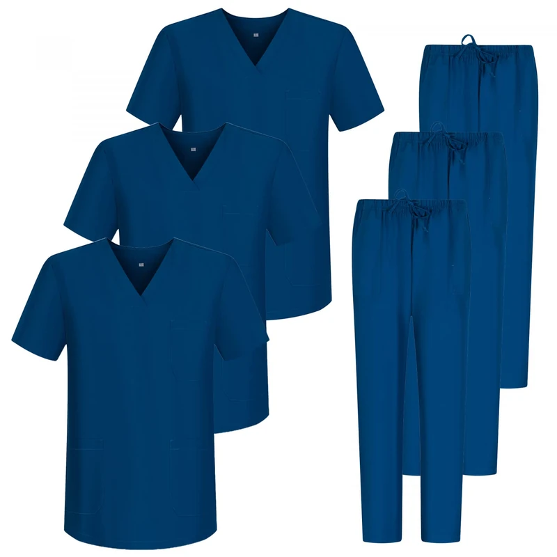 MISEMIYA - Pack * 3 Sets - Unisex Sanitary Uniform Medical Sanitary Uniforms Sanitary Sets 3-817-8312 - Large, Navy Blue 68 - Image 1