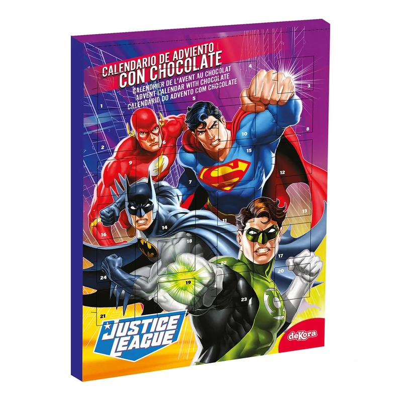 dekora - Advent Calendar 2025 Kids – 50 g Milk Chocolate – Christmas Countdown Calendar with 24 Chocolates – DC Comics Superheroes – Christmas Chocolate Gift for Children - Image 1