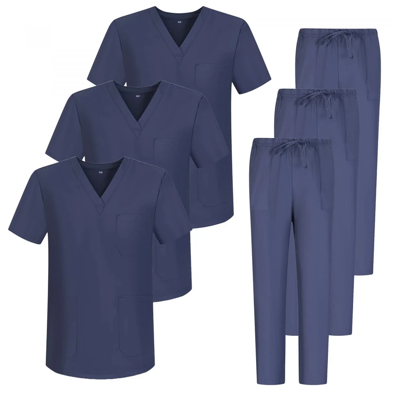 MISEMIYA - Pack * 3 Sets - Unisex Sanitary Uniform Medical Sanitary Uniforms Sanitary Sets 3-817-8312 - Large, Gray 68