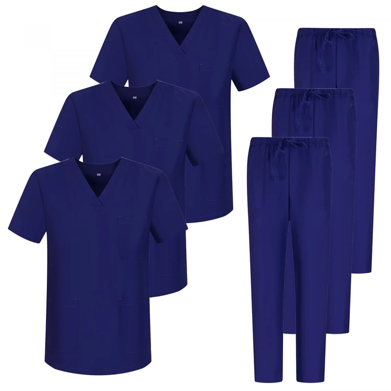 MISEMIYA - Pack * 3 Sets - Unisex Sanitary Uniform Medical Sanitary Uniforms Sanitary Sets 3-817-8312 - X-Large, Purple 68