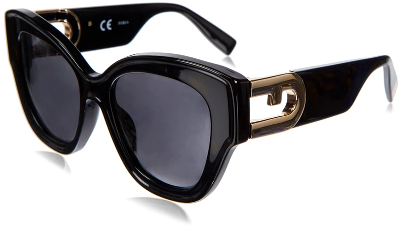 Furla Unisex SFU596 Sunglasses, Black, 52, black