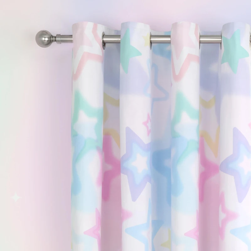 Catherine Lansfield Ombre Stars 66x72 Inch Fully Reversible Eyelet Curtains Two Panels White