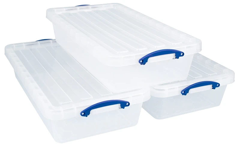 Really Useful Plastic Storage Box 41 Litre Clear (Pack of 3)