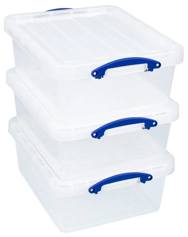 Really Useful Box Plastic Storage 23.5 Litre Clear (Pack of 3)