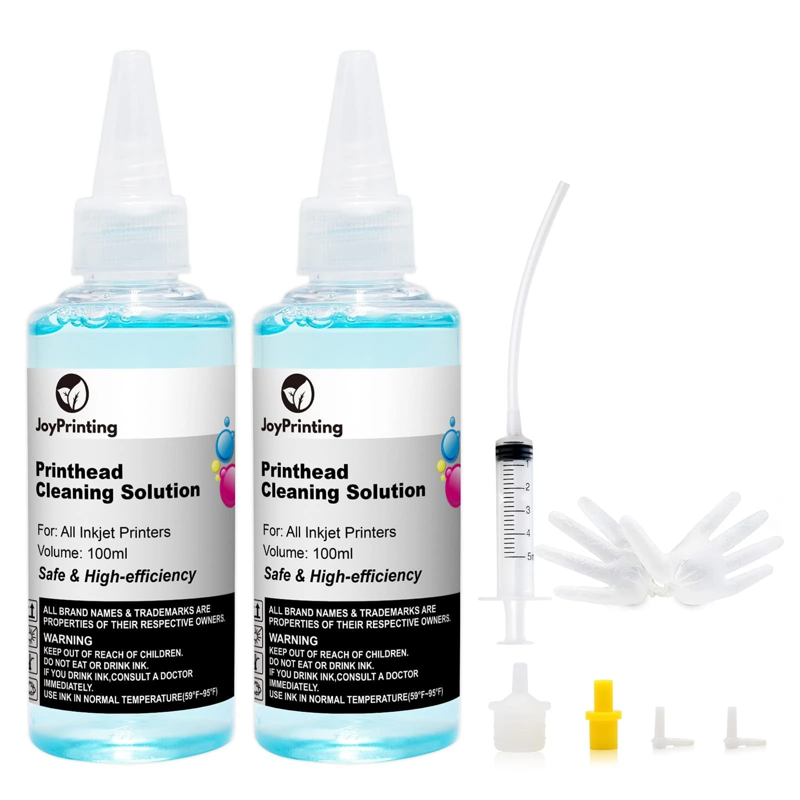 JoyPrinting Printhead Cleaner Kit for All Inkjet Printers, Printer Nozzle Cleaning Kit Compatible for All Print Heads of Printers Epson/HP/Canon/Brother/HP/Lexmark/Kodak and Samsung 100ml (2-Pack)