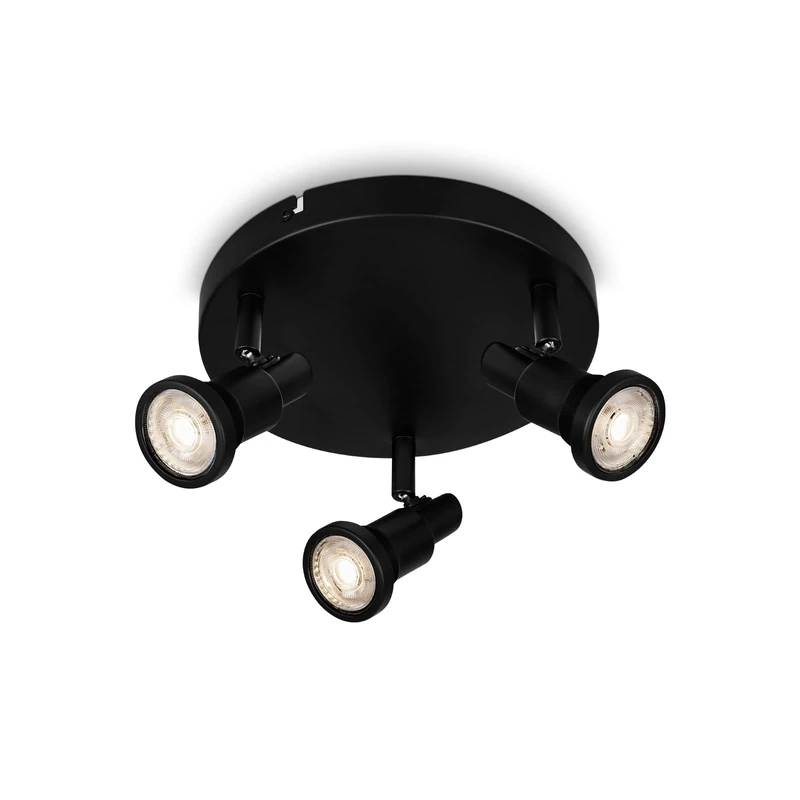 BRILONER Leuchten - LED Bathroom Ceiling Light, Adjustable, LED Bathroom Ceiling Light, IP44, Warm White Light Colour, GU10, Black, 210 x 106 (D x H)