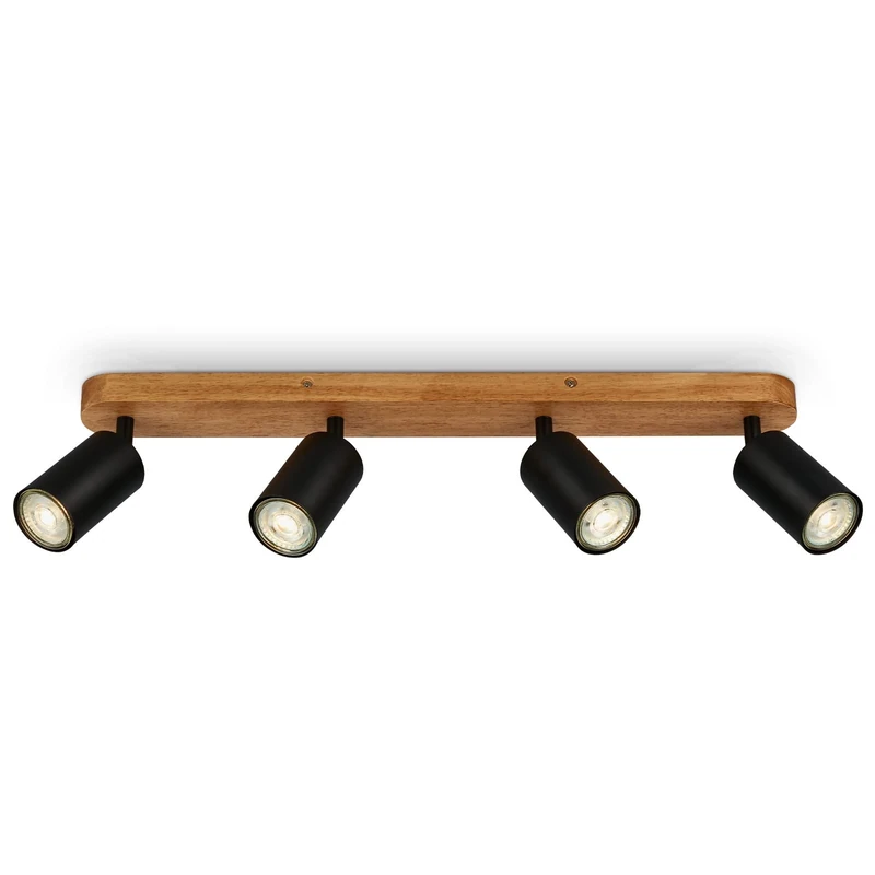 BRILONER - Ceiling Light Vintage Swivelling, Wooden Base, GU10 Socket, Max. 9 Watt, Ceiling Light, Lamp, Living Room Lamp, Bedroom Lamp, Kitchen Lamp, Ceiling Spotlight, 55 x 6 x 8.5 cm, Black