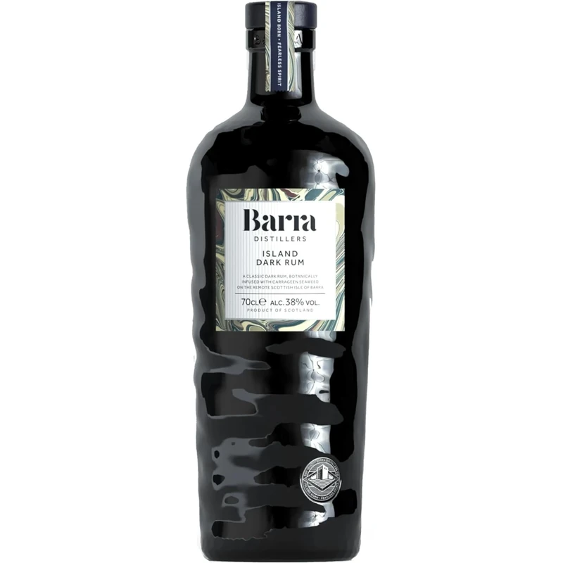 Barra Distillers Island Dark Rum - 38% ABV, 70cl - Award-Winning Scottish Rum from the Outer Hebrides - Island Born Premium Dark Spiced Rum - 100% Plastic-Free and Recyclable Unique Rum Bottle
