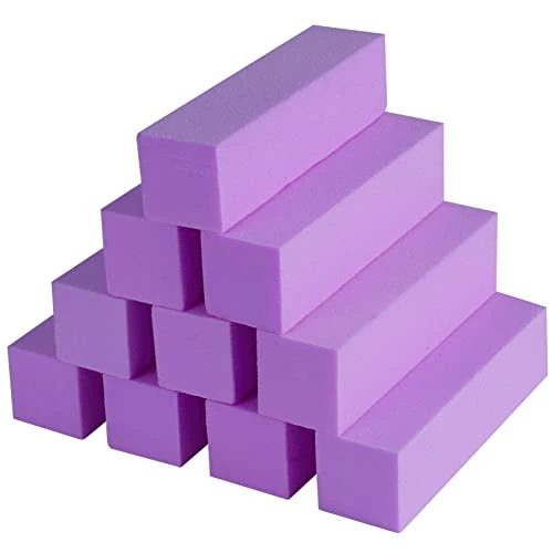 Fuyamp 10 Pcs Nail Buffer Block, Professional 120 Grit Nail Sanding Blocks for Natural Acrylic Nails, Nail Buffer Blacks Manicure Pedicure Tools for Gel Nails Salon Home Use(Purple)