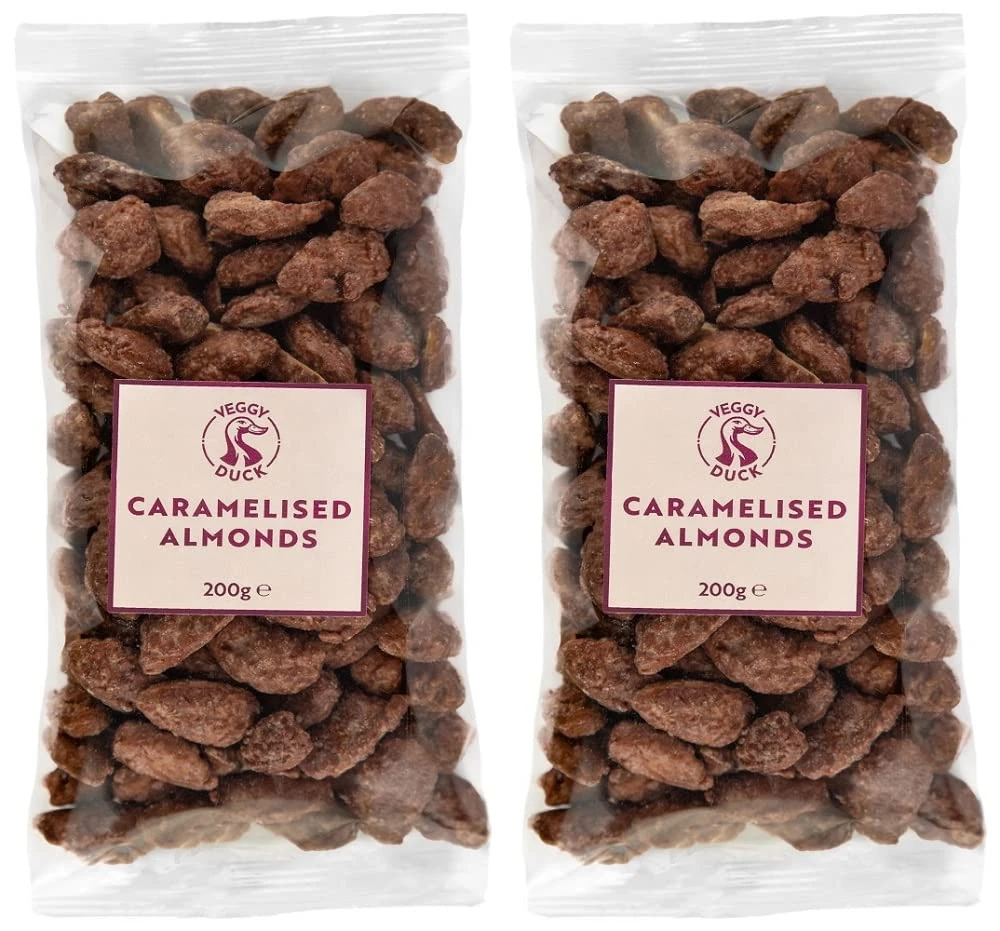 Veggy Duck - Caramelised Almonds (200g, Pack of 2) - Sweet & Crunchy | Artisan Production | Made in Italy
