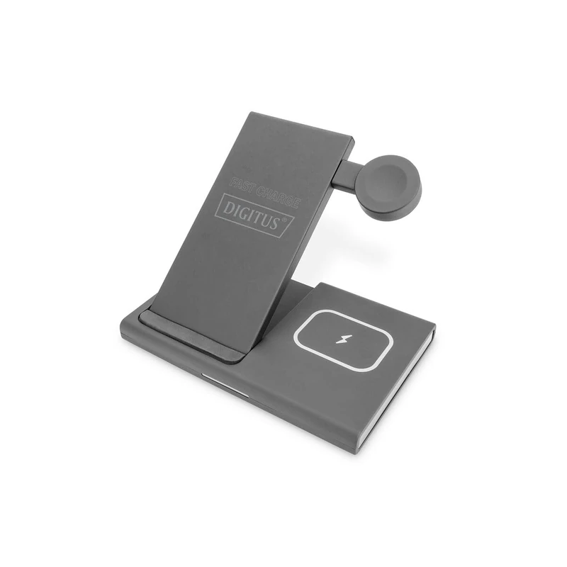 DIGITUS 3 in 1 charging station - wireless charging - 15W max. charging power - compatible with Apple Watch, Airpods, iPhone - black